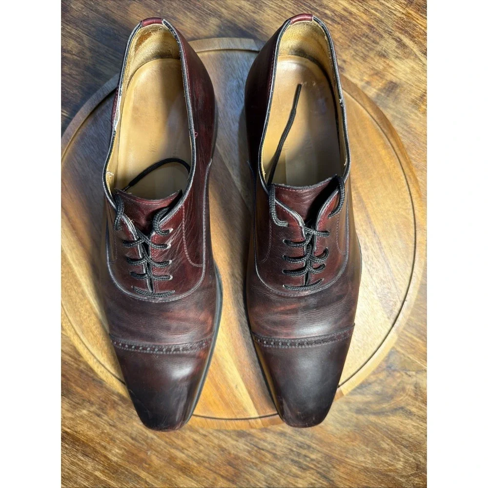 Magnanni 16949 Men’s Size 8 M Brown Leather Dress Shoes Cap Toe Brogue Oxfords